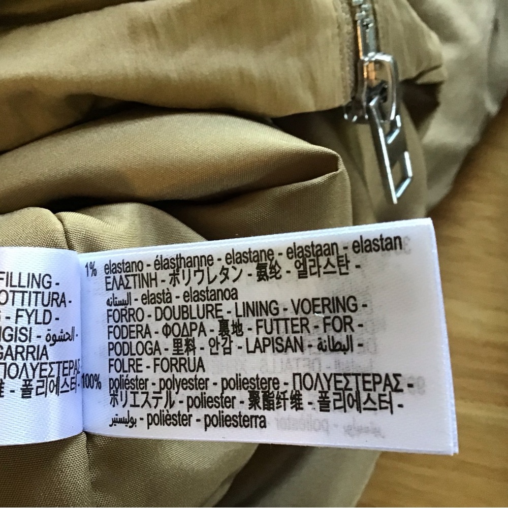 ZARA Bomber Jacket Dress Tan Zip Up Front Size XS - Picture 10 of 12